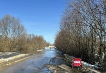 Участок дороги к поселку Сенин-Пчельник Ермишинского округа подтоплен